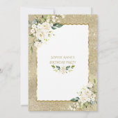 Moderne Gouden Glitter Witte Bloemen 50ste Verjaar Kaart (Achterkant)