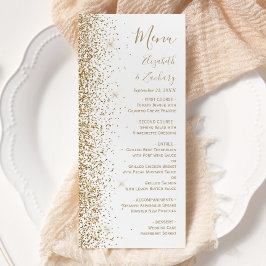 Moderne Gouden Glitter Witte Bruiloft Menu