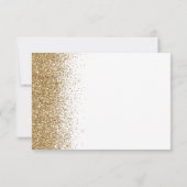Moderne Gouden Glitter Witte Bruiloft RSVP Kaartje (Achterkant)