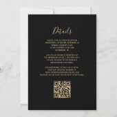 Moderne Gouden Glitter Zwart QR Code Huwelijk Kaart (Achterkant)