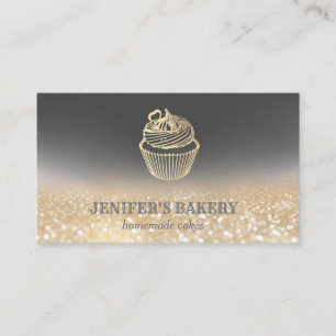 Moderne gouden glittercupcake zelfgemaakte bakkeri visitekaartje