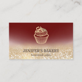 Moderne gouden glittercupcake zelfgemaakte bakkeri visitekaartje