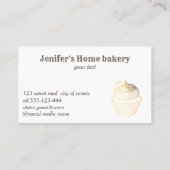 Moderne gouden glittercupcake zelfgemaakte bakkeri visitekaartje (Achterkant)