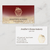 Moderne gouden glittercupcake zelfgemaakte bakkeri visitekaartje (Voorkant / Achterkant)