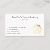 Moderne gouden glittercupcake zelfgemaakte bakkeri visitekaartje (Achterkant)