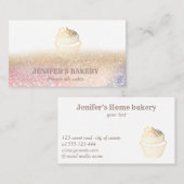 Moderne gouden glittercupcake zelfgemaakte bakkeri visitekaartje (Voorkant / Achterkant)