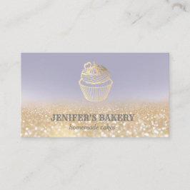 Moderne gouden glittercupcake zelfgemaakte bakkeri visitekaartje