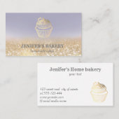 Moderne gouden glittercupcake zelfgemaakte bakkeri visitekaartje (Voorkant / Achterkant)