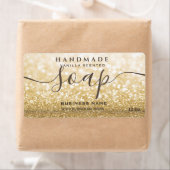 Moderne gouden glitterige zeep met glans etiket (Insitu)