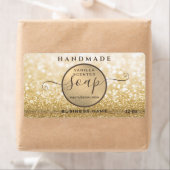 Moderne gouden glitterige zeep met glans etiket (Insitu)