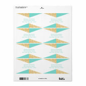 Moderne gouden glitters en turquoise trouwadreslab etiket (Full Sheet)