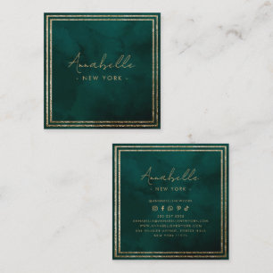 Moderne Gouden Glitters & Groen Fluwelen Frame Min Vierkante Visitekaartje