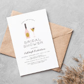 Moderne Gouden Glitters & Roze Cocktails Bruidsdou Uitnodiging Briefkaart