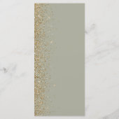 Moderne gouden glittersage groene trouw menu (Achterkant)