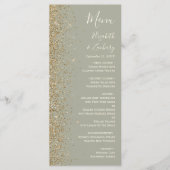 Moderne gouden glittersage groene trouw menu (Voorkant)