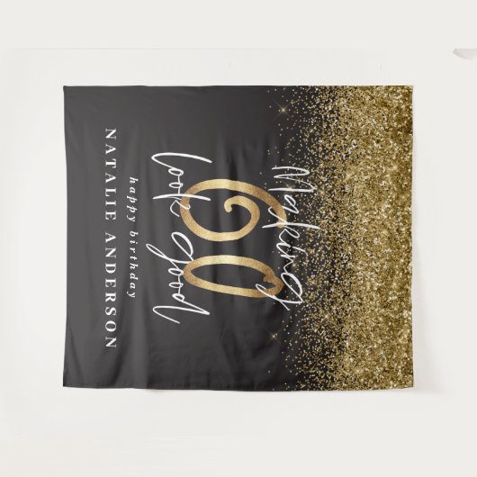 Moderne gouden glittersieraden voor 60e verjaardag wandkleed (Voorkant (horizontaal))