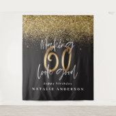 Moderne gouden glittersieraden voor 60e verjaardag wandkleed (Voorkant)