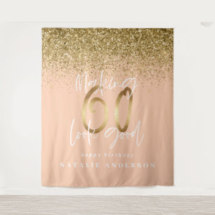 Moderne gouden glittersiersttape voor 60e verjaard wandkleed
