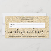 Moderne gouden glittertjes chic cadeaubon (Achterkant)