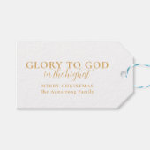 Moderne gouden glorie voor goddelijke kerst cadeaulabel (Voorkant (Horizontaal))