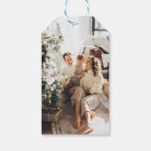 Moderne gouden glorie voor goddelijke kerst cadeaulabel (Achterkant)