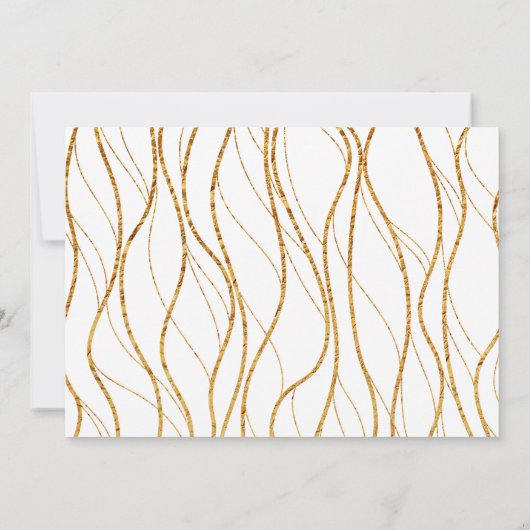 Moderne gouden golven en handschrift wit save the date (Achterkant)