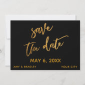 Moderne Gouden Golven en Handschrift Zwart Save The Date (Voorkant)