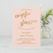 Moderne Gouden Golven Handschrift Blush Couples Do Kaart (Staand voorkant)