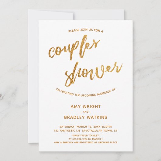 Moderne gouden golven handschrift witte koppels do kaart (Voorkant)