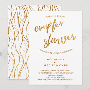 Moderne gouden golven handschrift witte koppels do kaart