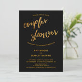 Moderne Gouden Golven Handschrift Zwarte Koppels D Kaart (Staand voorkant)