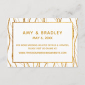 Moderne gouden golven op witte trouwaccommodaties informatiekaartje (Achterkant)