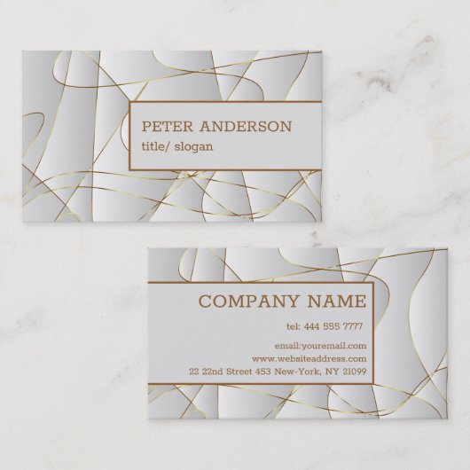 Moderne gouden golvende lijnen visitekaartje (Voorkant / Achterkant)