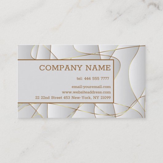 Moderne gouden golvende lijnen visitekaartje (Achterkant)
