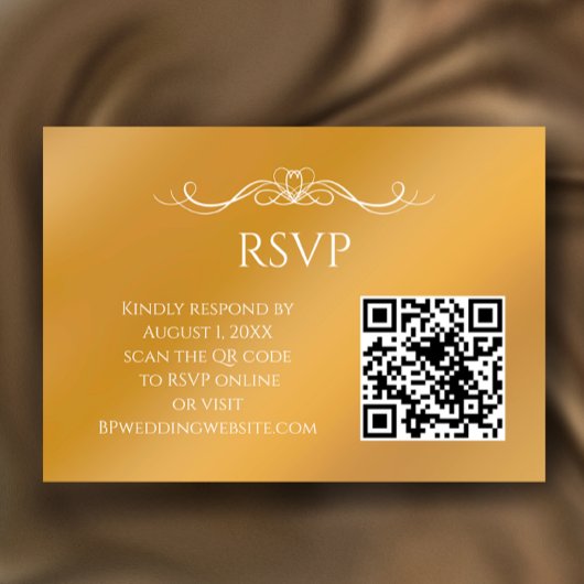 Moderne gouden gradiënt aangepaste QR-code trouwfe RSVP Kaartje