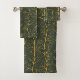 Moderne Gouden Grafische Boomtakken Bad Handdoek