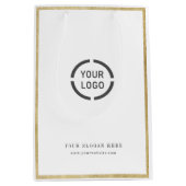 Moderne gouden grens, aangepast promotioneel merk  medium cadeauzakje (Voorkant)