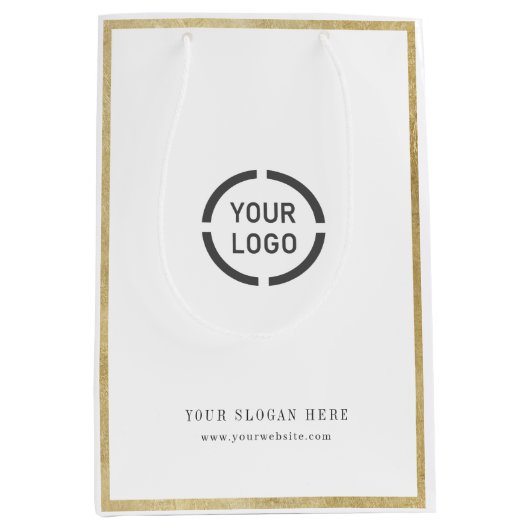 Moderne gouden grens, aangepast promotioneel merk  medium cadeauzakje (Voorkant)