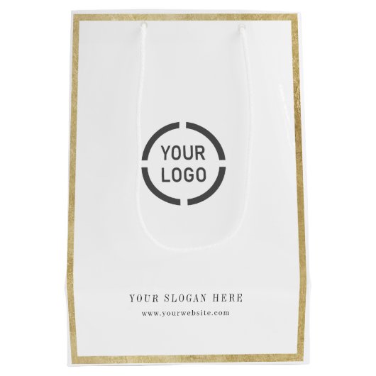 Moderne gouden grens, aangepast promotioneel merk  medium cadeauzakje (Achterkant)