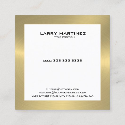 Moderne gouden grens op wit 2 vierkante visitekaartje (Achterkant)