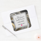 Moderne Gouden & Grijze Agaat Geode Edelsteen Kaar Vierkante Sticker (Envelop)