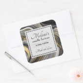 Moderne Gouden & Grijze Agaat Geode Edelsteen Kaar Vierkante Sticker (Envelop)