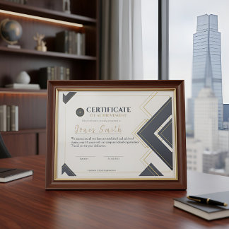 Moderne Gouden Grijze Certificaat van Prestatie On
