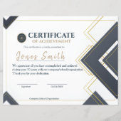 Moderne Gouden Grijze Certificaat van Prestatie On (Voorkant)