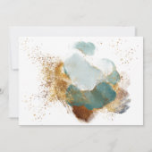 Moderne Gouden Groen Geometrische Botanische Huwel Kaart (Achterkant)