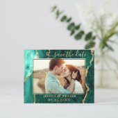 Moderne Gouden Groene Agaat FOTO Save the Date Briefkaart (Staand voorkant)