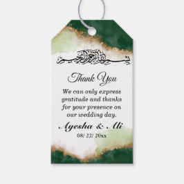 Moderne Gouden Groene Agaat Islamitische bruiloft Cadeaulabel