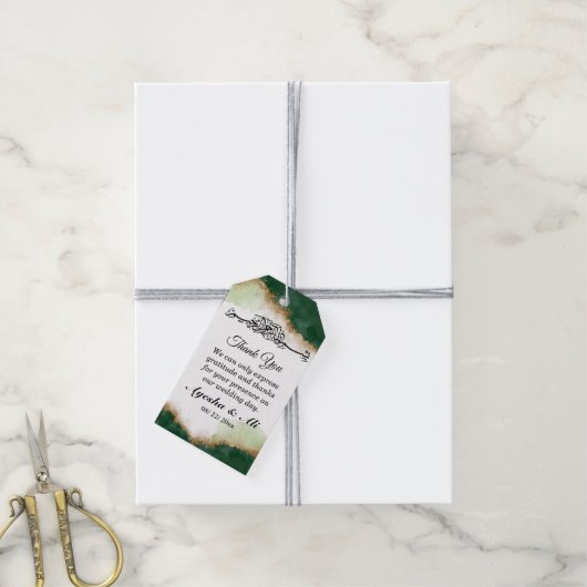Moderne Gouden Groene Agaat Islamitische bruiloft Cadeaulabel (Met Touw)