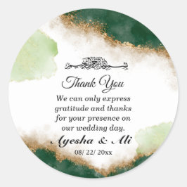 Moderne Gouden Groene Agaat Islamitische bruiloft Ronde Sticker