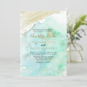 Moderne Gouden Groene Kalligrafie Nuestra Boda Bru Kaart (Staand voorkant)